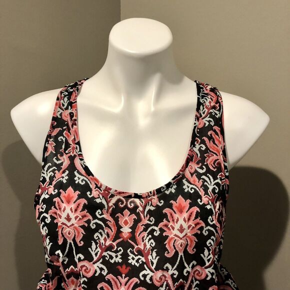 Kate Spade NY Cover Up Small Black Pink White Floral Pullover Sleeveless - Picture 2 of 9